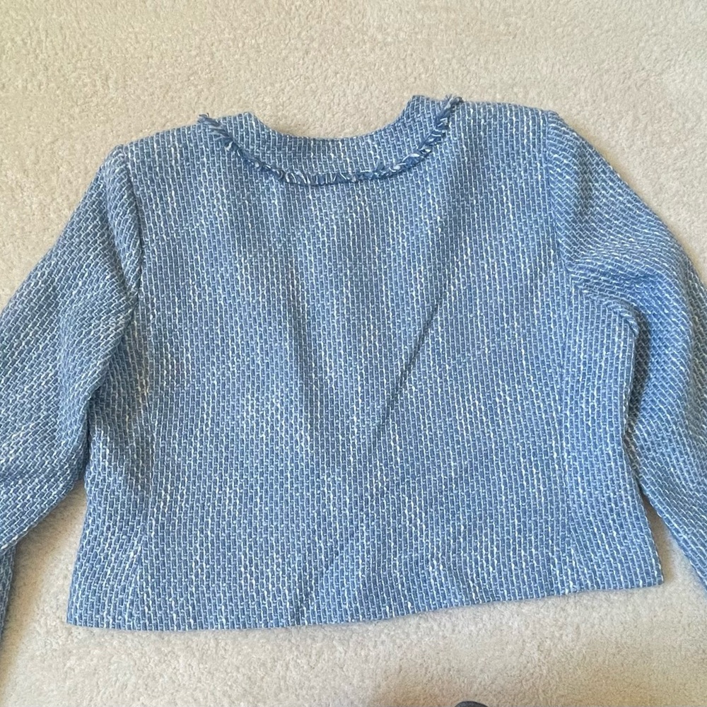 NWT LOFT Tweed Lady Jacket Blue and White XL - Picture 8 of 13